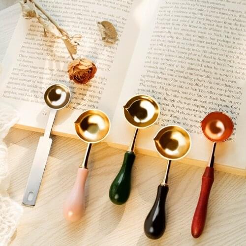 1Pcs Metal/Wood/Solid Wax Melting Tool Wax Melting Spoons Copper Lacquer Spoon Scrapbooking Decorate Fire Paint Stamp Tool