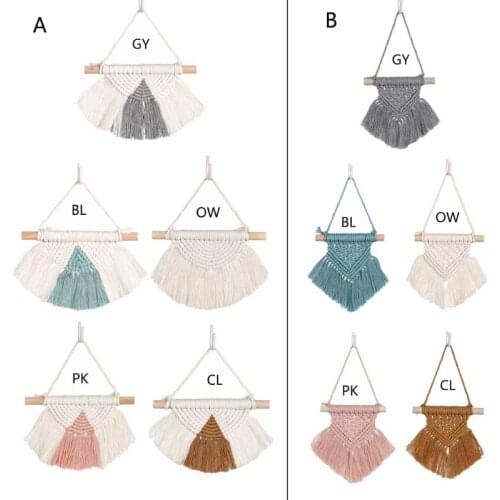 1Pc Nordic Handmade Woven Macrame Bohemian Semicircular Wall Hanging Tapestry with Tassels for Kids Room Nursery Bedroom Baby