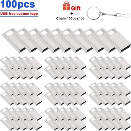 Mini 100pcs free logo waterpoof metal Usb 2.0 flash drive Pendrive 4GB 8GB 16GB 32GB 64gb Pen Drive USB U Disk Memory stick gift