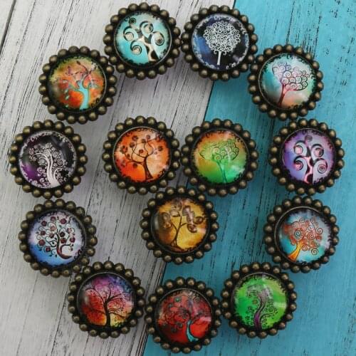 1x American Retro Cabinet Drawer Handle Glass & Zinc Alloy Wardrobe Kitchen Handle and Knobs Tree Theme