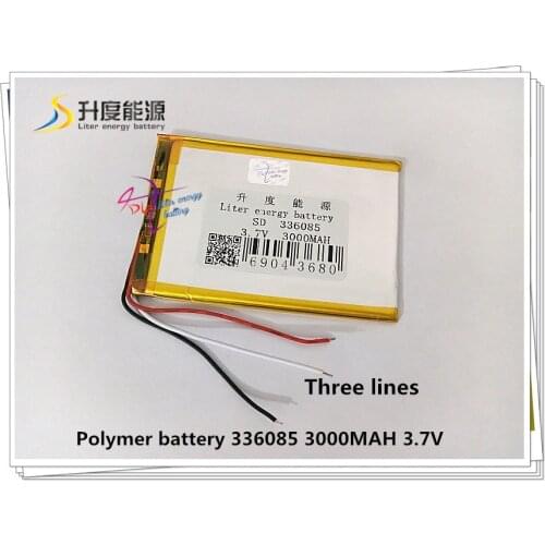 3 line3.7V 3000mAH 336085 Polymer lithium ion / Li-ion battery for tablet pc cell phone MOBILE POWER BANK MP4