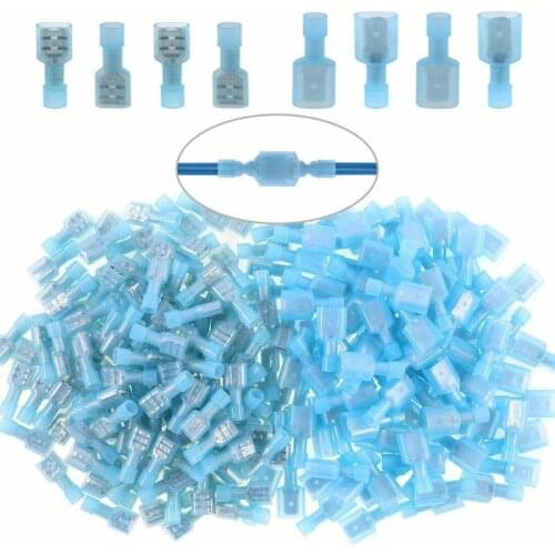 50PCS 16-14AWG Insulated Spade Crimp Terminals Electrical Cable Waterproof Wire Connectors Quick Disconnects Kit Assortment