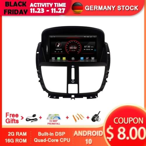 AVGOTOP Android 10 Car Radio Navigation Player for PEUGEOT 207 MP3 MP4 Wifi Vehicle GPS Multimedia
