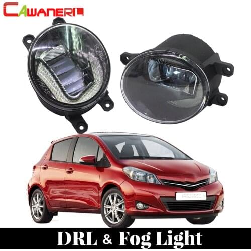 Cawanerl Car Accessories LED Lamp Fog Light DRL Daytime Running Light White 12V Styling 2 Pieces For Toyota Yaris 2006-2013