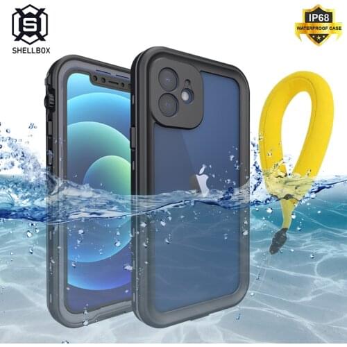 Shellbox IP68 Waterproof Case for iPhone 12 Pro Max 360 Shockproof Cover for iPhone 12 Mini 11 Pro Max Cear Case Outdoor