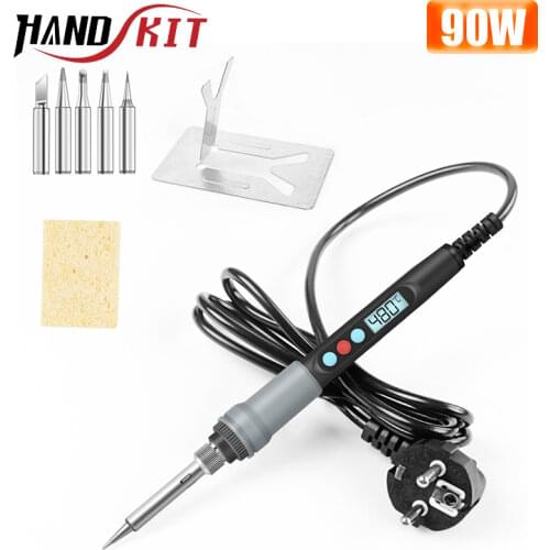 Handskit Soldering Iron With Regulator Tin Soldering Iron Electric 220V 110v 90W Digital Soldeirng Iron 5 Tips Welding Tools