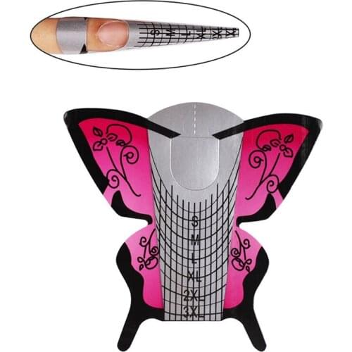 Finger Angel 50/100/500PCS Butterfly Desgin Nail Forms Nail Art Guide Tips French Extension DIY Tool Manicure Gel UV W022