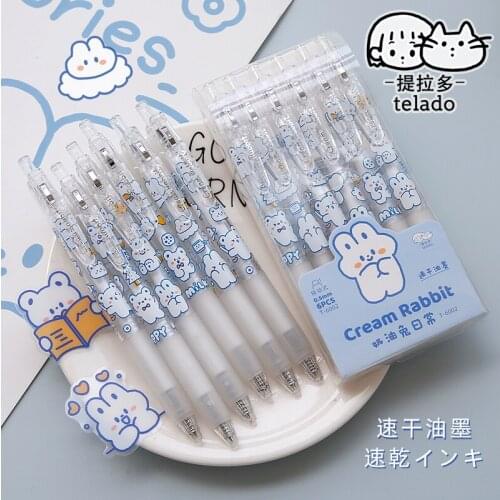6 Pcs/Set Kawaii Rabbit Erasable Gel Pen School Office Supplies Stationery Gift 0.5mm Black Ink Writing stationery