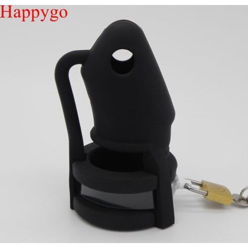 Happygo, Medical Silicone Male Chastity Cages,Cock Cage,Penis Ring,Penis Lock,Chastity Belt,Adult Games Sex Toys