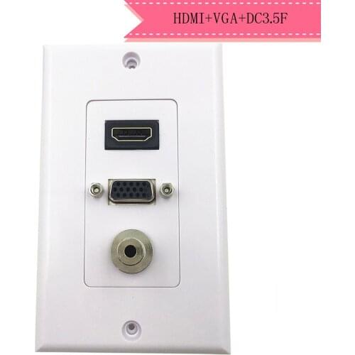 HDMI VGA 3.5mm ABS Audio Stereo Wall Plate Pass Through Component Composite Wall Face Plate Panel
