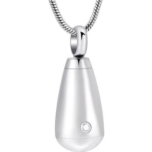 Teardrop With Clear/Black Zircon Keepsake Necklace For Women Men Cremation Pendant Jewelry For Ashes Funeral Ashes Locket