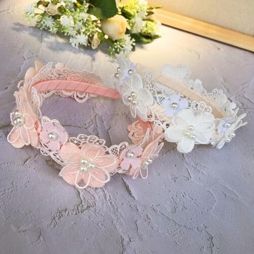 Korea Lace Flower Crown Head Band Hair Accessories lovely Embroidery Headband for Grils Hair Band Hair Bow Princess 4