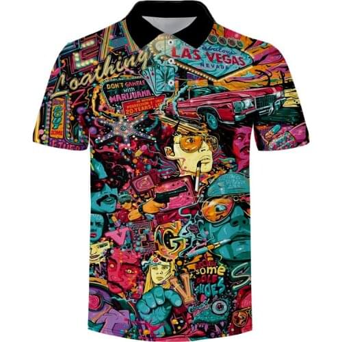 Summer Mens Polo Shirt Brands Night Club Las Vegas Poker Full 3D Printed Turn Down Collar Short Sleeve Male Polo Homme Tees Tops