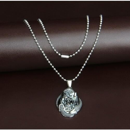 Personality Retro Silver Color Snake Skull Necklace Motorcycle Party Biker Necklace Animal Jewelry Hip Hop Men Women Skull Chain