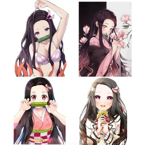 Hot Kamado Nezuko Kimetsu No Yaiba Car Sticker Car Sticker Auto Decoration Laptop Motorbike Decal Waterproof Apply To Car Window