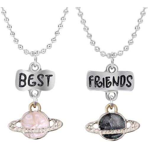 Luoluoyi Satellite UFO Pendant Necklace Universe Asteroid Best Friend Necklace For Women BFF Accessory
