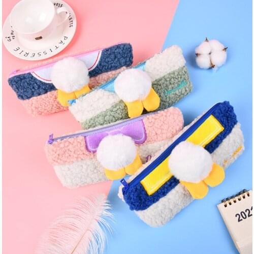 Cute Cartoon Pencil Case Korea Japan Style Plush Girls Large Capacity Ins Fashion Stationery Box Bag Pencilcase