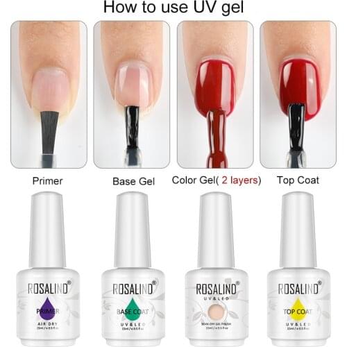 ROSALIND Nail Gel Polish Set For Manicure varnish Vernis Semi Permanant UV All For Nails Art Base primer Gel Polish Top Coat