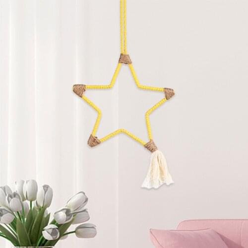 Stars And Moon Wall Hanging Childrens Room Bedroom Living Room Decoration Hanging Ornaments Cotton Rope Ornaments