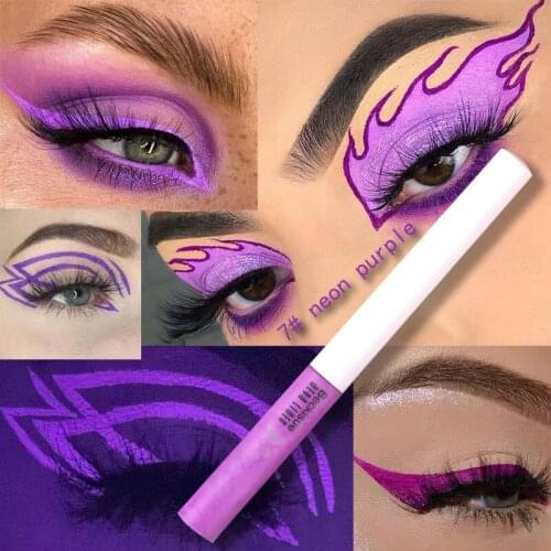 2021 New UV Fluorescent Liquid Eyeliner Rainbow Eyeliner Water Proof Quick Dry Eye Color Neon Eyeliner Electric Liner