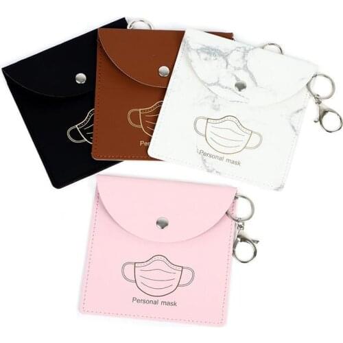 Portable Mask Storage Bags Keychain Reusable Dust Masks Bag Keyring Pendant Fashion PU Leather Car Key Chain Accessories#83