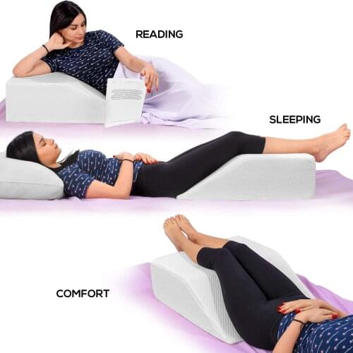 Knee Pillow for Back Pain Provides Relief and Support for Sleeping on Side Stomach or Back Memory Foam Leg Pillow Washable Cover