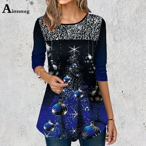 Plus Size 5xl Women Elegant Top Casual Loose Shirts Female Tunic Christmas Print Tees Shirt Winter Holiday Womens Clothing 2020