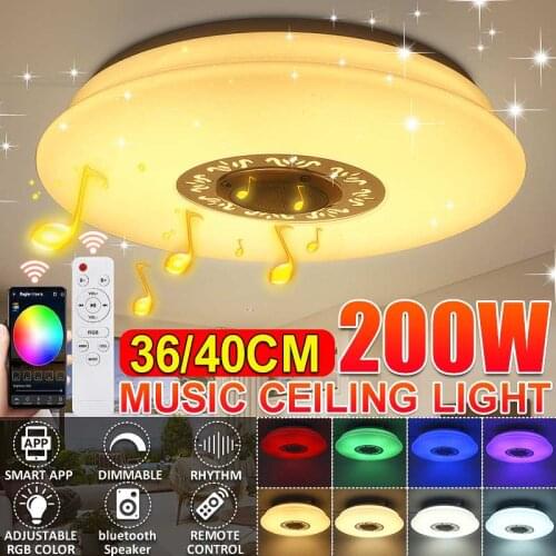 200W RGB Dimmable LED Music Ceiling Light Home Lighting APP Bluetooth Music Light Bedroom Smart Ceiling Lamp with Remote Control