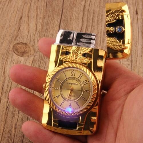 Luxurious Gold Watch Jet Lighter Torch Turbo Gas Lighter Windproof Cigar Cigarette Metal Lighter 1300 C Inflated Gasoline Butane
