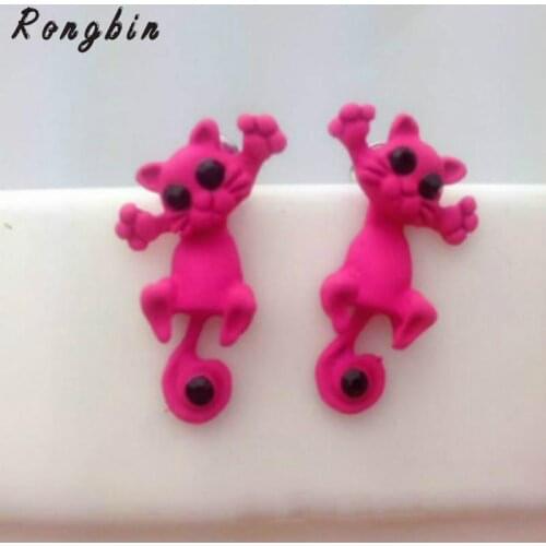 1 Pair New Multiple Color Hot Fashion Cute Kitten Ear Jewelry Fine Cat Stud Earrings For Women Gifts