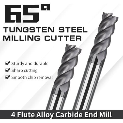 Endmill Cutting HRC65 4 Flute Mill Metal Cutter CNC High Wear Resistan Steel Milling Cutter End Mill 8mm 10mm 12mm Milling Tools