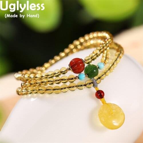 Uglyless Rare High End Transparent Amber Bracelets Women Natural Beeswax Agate Jasper Gemstones Jewelry Elastic Rope 925 Silver