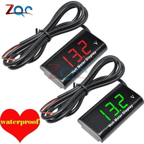 Waterproof DC 8 -18V 12V LED Digital Voltmeter Voltage Meter Volt Gauge Detector Tester Monitor Panel for Motorcycle Car Auto