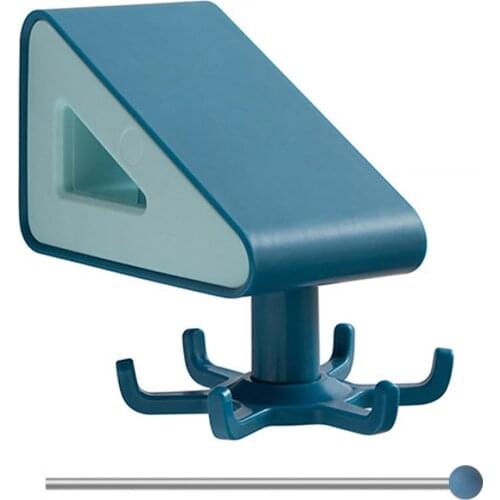 360 Degree Rotating Storage Rack Adhesive 6 Hooks Bathroom Hanger Kitchen Gadgets Organizer