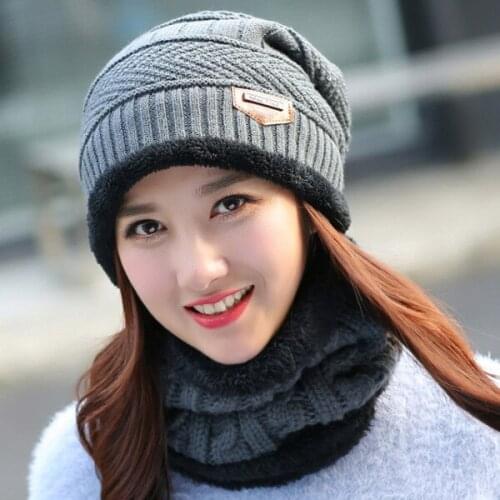 Knitting Hat Woman Winter Thickening Set Hat Keep Warm Earmuffs Package Head Cap Outdoors Ride A Bike Set Wool Hats