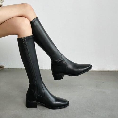 SKLFGXZY New style Genuine leather The knee boots Female boots Womens boots British style cowhide Womens shoes
