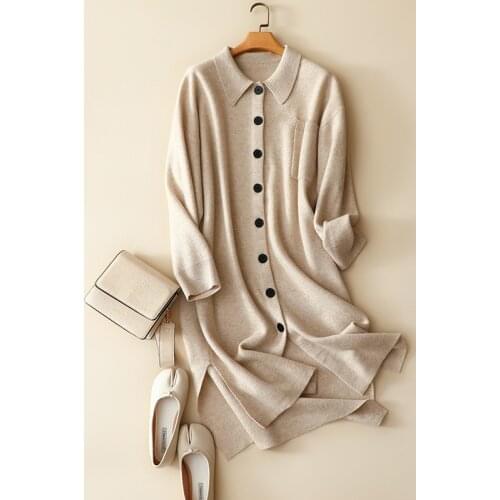 2020 winter new styles luxury cashmere wool buttons cardigan long women fashion warm outerwear knited ladies eruopean loose Tops