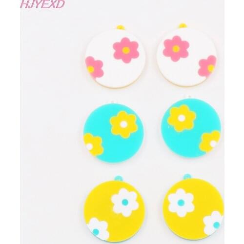 1pair) CH1051-35mm Acrylic Flower For Earrings Pink Yellow Summer Jewelry Accessories