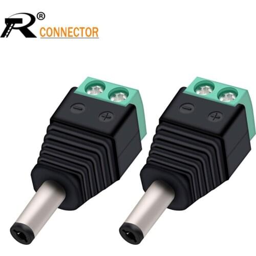 10pcs 12V DC Male Connector 5.5x2.1mm Coax CAT5 Video Balun Adapter Plug for Led Strip Lights CCTV Camera Accessories