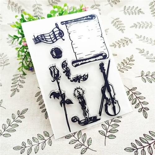 11*16CM Hot sale violin Transparent Clear Stamps / Silicone Seals Roller Stamp for DIY scrapbooking photo album/Card Making