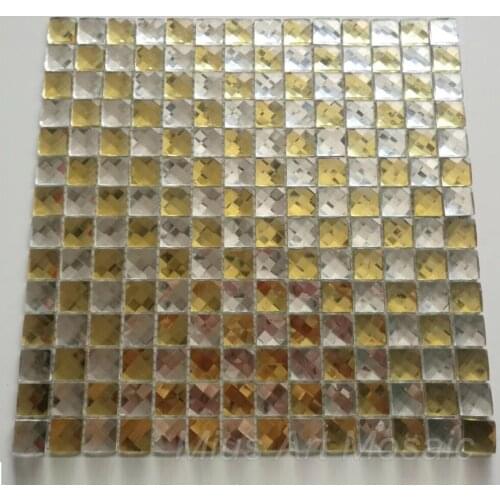 13 faced silver mix gold color mirror glass tile