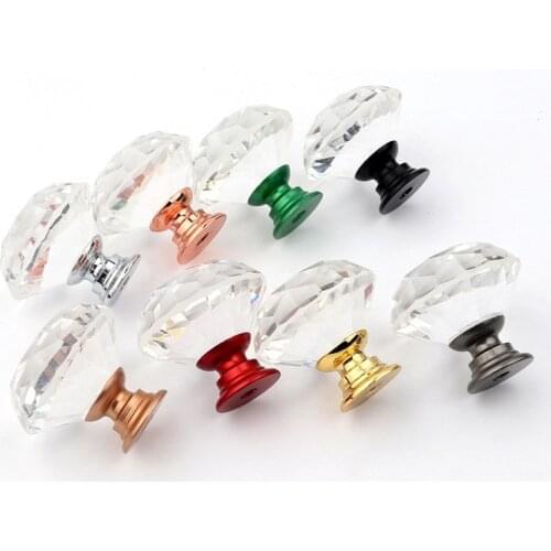 20-30mm Diamond Shape Design Crystal Glass Knobs Cupboard Drawer Pull Kitchen Cabinet Door Wardrobe Handles Hardware