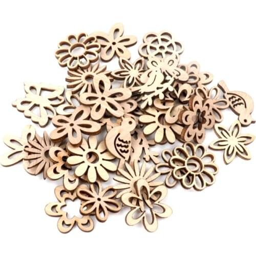 40Pcs Wooden Bird Hanging Ornament Scrapbooking Craft For Embellishments Handmade Painting DIY Handicraft Home Decoration 30mm