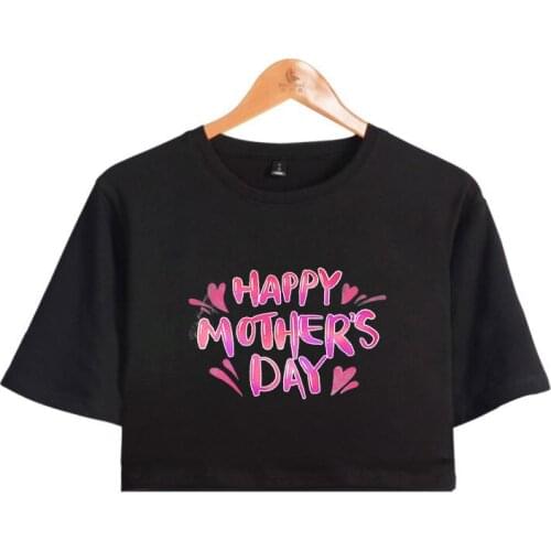 2021 New Crop Top Women Sexy Clothing Mothers Day Navel T Shirt Summer Short Sleeve Tees Top Great Mothers Day Gift