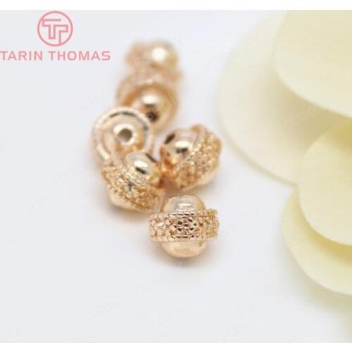 6PCS 7x8MM 24K Champagne Gold Color Plated Brass Spacer Beads Bracelet Beads High Quality Diy Jewelry Accessories