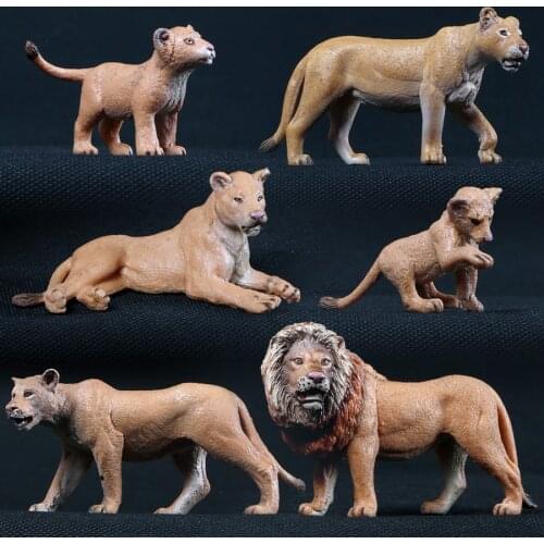 6pcs/Set Lion Family Models Simulation Animal Model Toy Action Figure Doll Figurine Decorate Home Garden Collection For Kid Gift