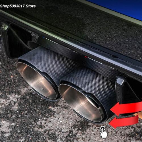Car Carbon Fiber Exhaust Muffler Tip Chrome Exhaust Tail Muffler Tip Pipe for Honda Civic Hatchback 2020 2021 2018 2019 2017