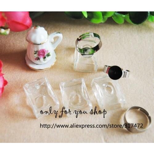 Free ship! 20sets/lot 18*24mm Glass Bubble & Ring setting NEW