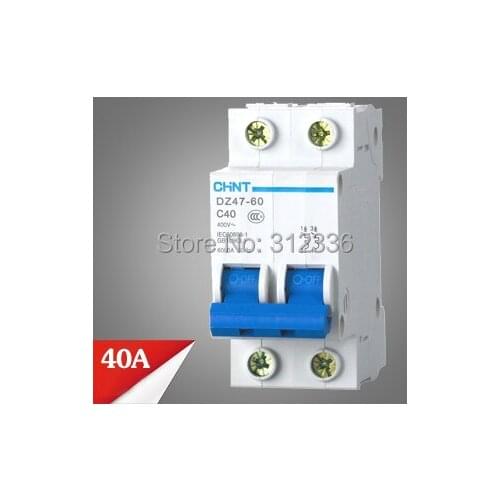 Free Shipping circuit breaker DZ47-60 C40 2P 40A 2 pole domestic C type small air switch unipolar Electric shock protection