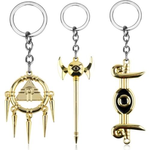 HANCHANG Yu-Gi-Oh Keychain Anime Yugioh Millenium Pyramid Egyptian Eye Of Horus Key Chains Yu Gi Oh Cosplay Keyring Jewelry